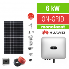 Kit complet sistem fotovoltaic ON-GRID, invertor 6 kW, monofazat